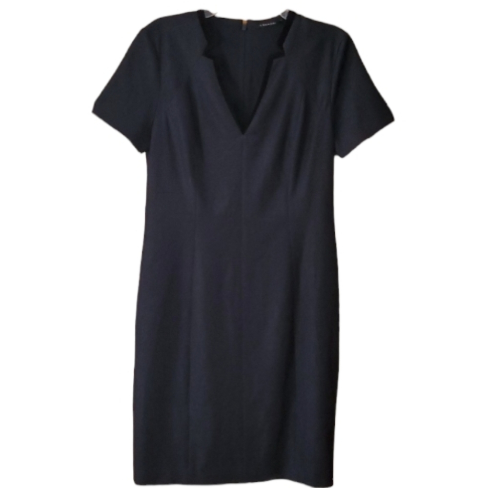 T Tahari Womans Navy Chambray Fitted Sheath Dress Size 8